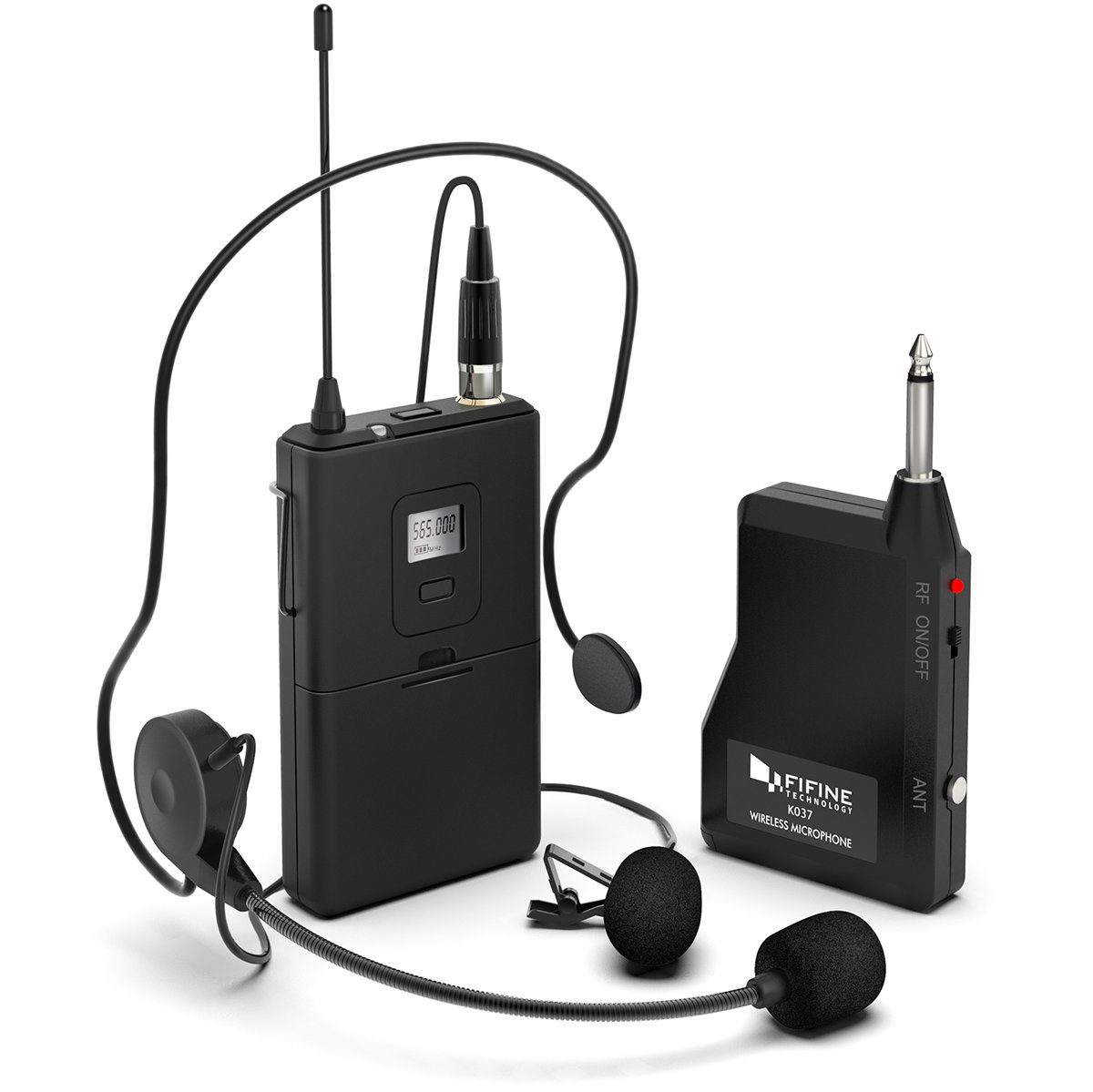 Fifine wireless Microphone System Set With Headset K037B Black Fifine wireless Microphone System Set With Headset K037B Black - Image 1